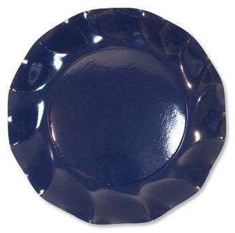 10 assiettes à dessert rondes en carton bleu foncé
