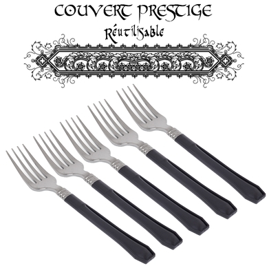 20 fourchettes prestige jetables plastique noir