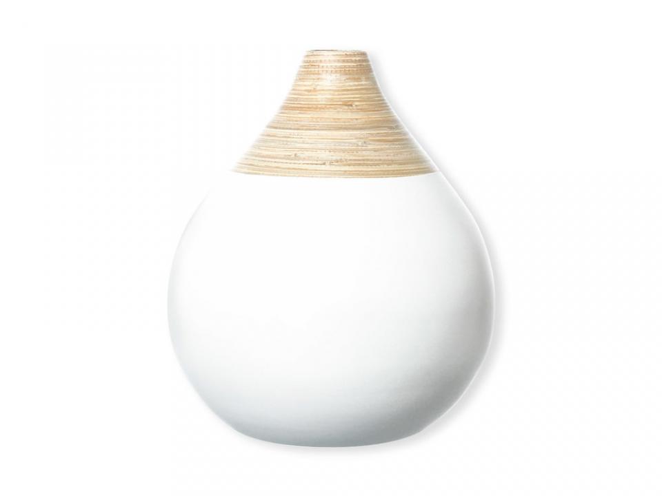 Vase en bambou bicolore H 30cm BAYA Blanc Vase en bambou bicolore H