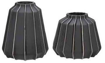 Vase en céramique noire avec relief (par 2) Hübsch