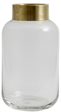 Vase en verre transparent bordure en laiton Ring N