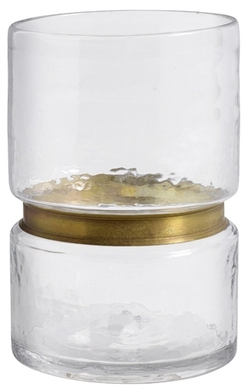 Vase en verre transparent et bague en laiton Ring