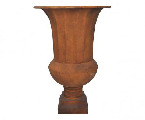Vase Médicis en tôle patine rouille