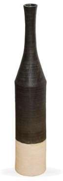 Grand vase en grès beige et noir H69 5cm Grand vase en grès beige et