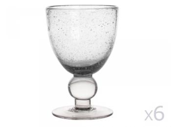 Verre à eau à pied en verre soufflé effet bullé - Lot Verre à eau à pied en verre