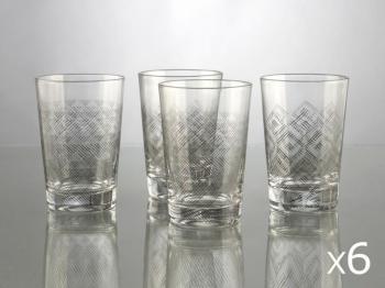 Gobelet en verre motif graphique noir H 10cm - Coffret Gobelet en verre motif graphique