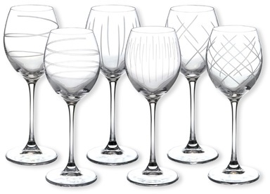 Verres à vin taillé motifs assortis 25cl - Coffret