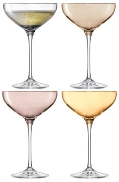 Coupe à champagne en verre soufflé teinté (par 4)