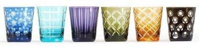 Verres à eau gravés colorés teintés masse (par 6)