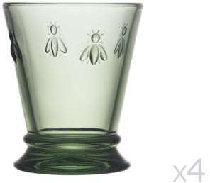 Gobelet à eau en verre pressé - 27 cl - Lot de 4 ABEILLE Gobelet à eau en verre pressé
