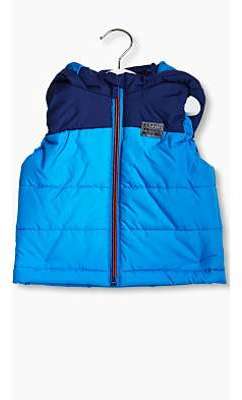 Veste bicolore, sans manches et à capuche