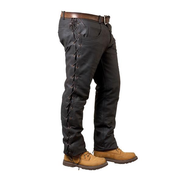 Pantalon cuir marron strada laces sk