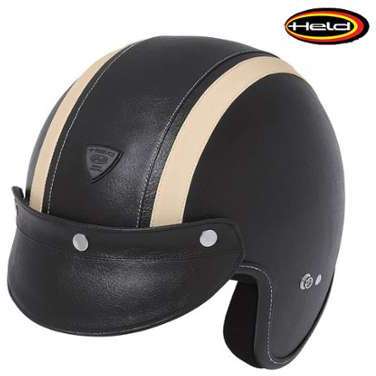 Casque Custom Held Rune Cuir noir Beige