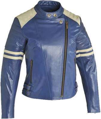 Blouson Moto Femme GUNS VINTAGE Cuir Bleu