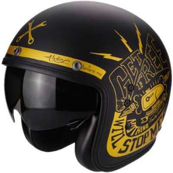 Casque Jet SCORPION BELFAST FENDER Noir Mat Or