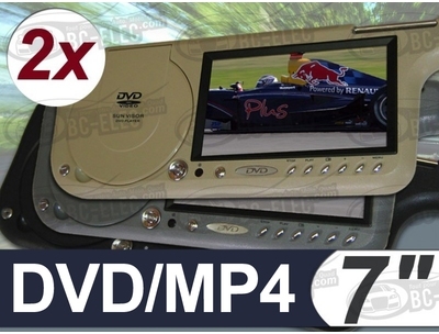 2 X Ecrans 7 pare-soleil, Lecteur DVD/MP4 intégr