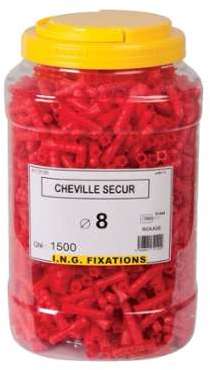 Cheville à expansion rouge - Ø 8 mm - Secur - Seau