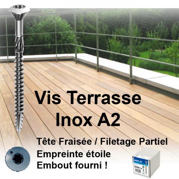 Vis terrasse 5x60 / 36 Inox A2 boite de 200 TX25