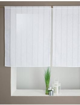 Paire de Voilage Vitrage Effet Lin Rayé 90 x 120 c