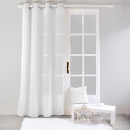 Voilage (140 x H 240 cm) Effet Lin Blanc