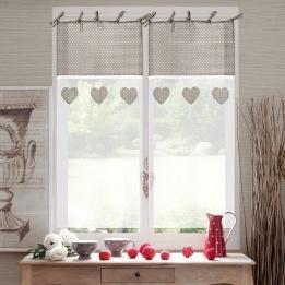 Paire de voilage (60 x 90 cm) C ur Etamine Taupe Paire de voilage (60 x 90