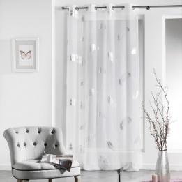 Voilage (140 x H240 cm) Plumette Blanc et argent