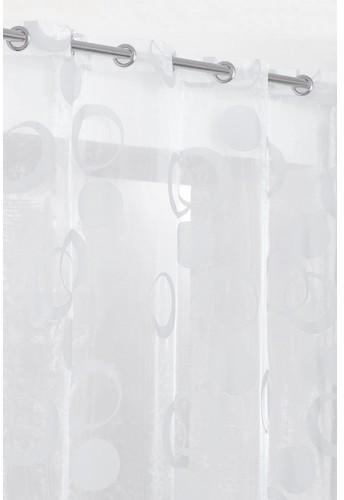 Voilage Organza Motif Cercles Floquees Velours Bla