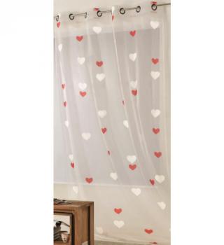 Voilage Enfant Coeur Rouge et Blanc 145x260 Voilage Enfant Coeur Rouge