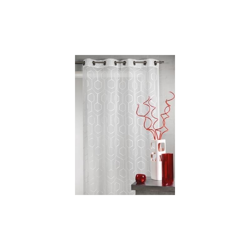 Voilage blanc contemporain motif géométrique