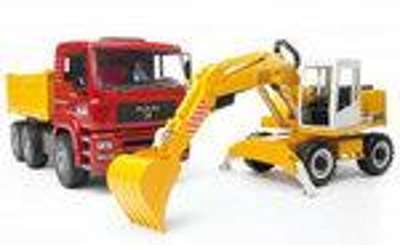 Camion Benne Man avec Pelleteuse Liebherr - Bruder