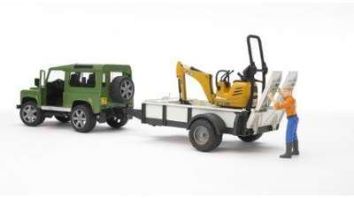 Land Rover avec Remorque & Mini Pelle JCB - Bruder