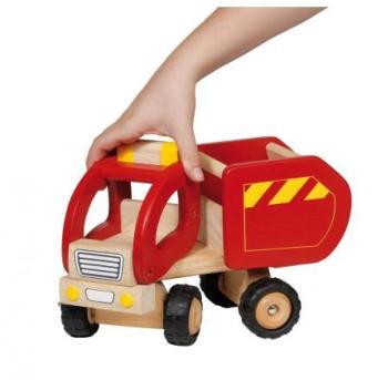 Camion-benne rouge grand modèle en bois par Goki