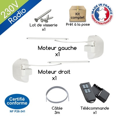 Motorisation volets 2 battants BRA-VO radio 230V