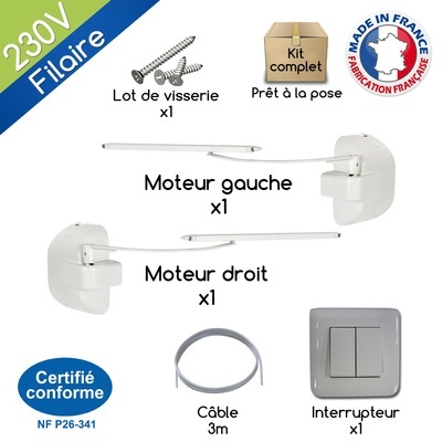 Motorisation volets 2 battants BRA-VO filaire 230V