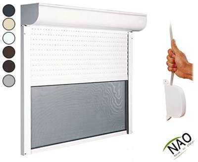 Volet roulant aluminium manS uvre par sangle avec moustiquaire Volet roulant aluminium manS