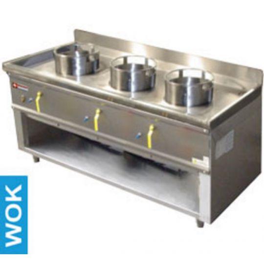 Wok gaz série 600 - 3 feux sur meuble DIAMOND