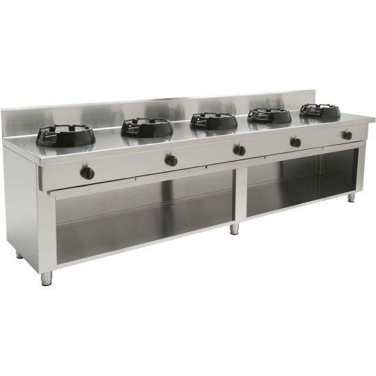 Wok gaz série 700 - 5 feux sur meuble CASTA