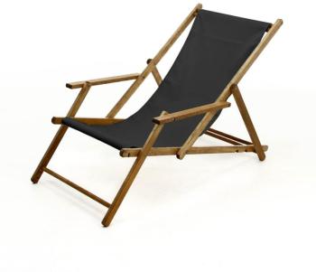 Transat avec dossier2 pièces et noir coussins Vidaxl qj534ARL