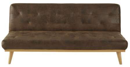 Canape Lit Capitonne 3 Places En Suedine Marron Chesterfield