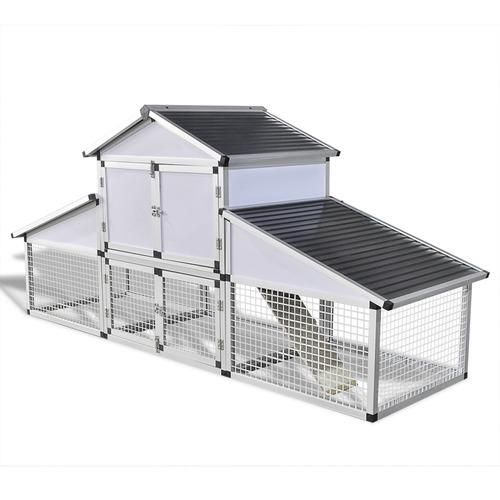 VidaXL Poulailler en aluminium avec cours et 1 pon