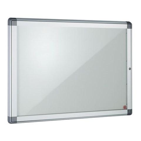 Vitrine dintérieur bruneau fond métal laqué gris