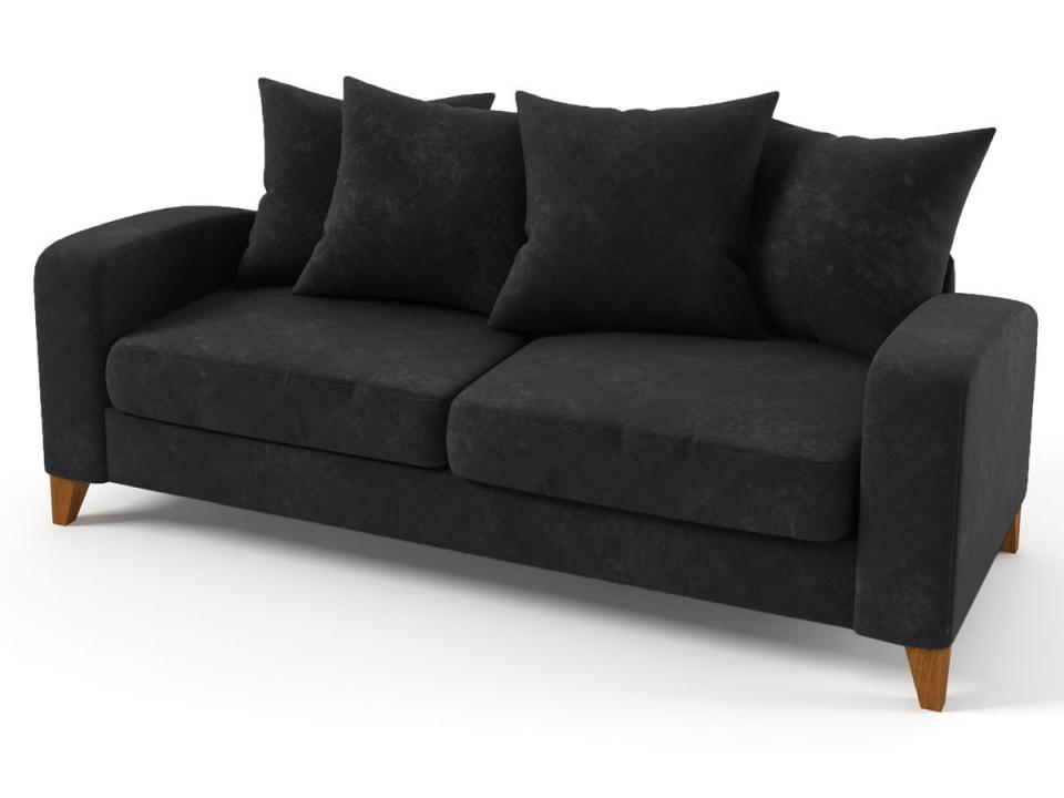 Canape Places Fixe En Tissu Gris